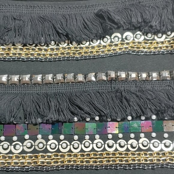 ENGLISH ROSE Black sequins beaded fringe pearls mini skirt - Picture 13 of 13